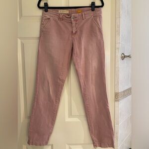 Comfortable Pilcro and the letter press cotton slacks in a light pink